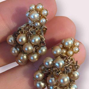 Vintage Signed Accessocraft NY Pearl Screw Back Earrings